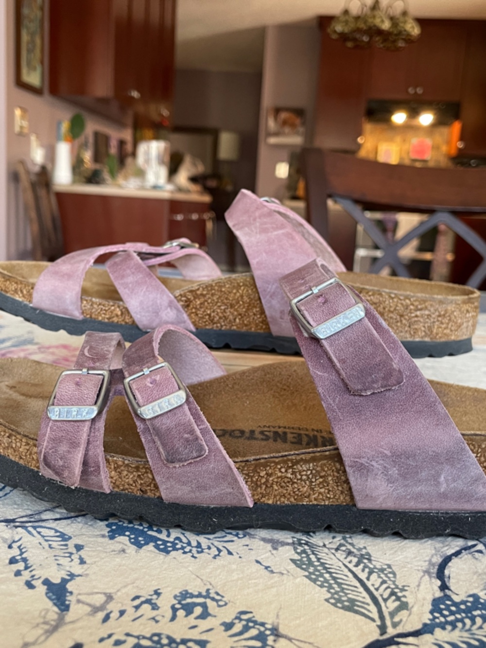 Birkenstock Franca Oiled Leather Lavender Multi-Strap Sandals - Picture 5 of 10